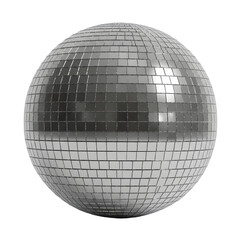 Silver disco ball isolated, silver disco ball, silver disco mirror ball cut out. Based on Generative AI