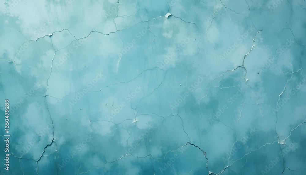 Poster light blue wall with visible cracks and peeling paint creating a textured background effect design