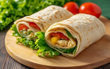 Delicious Veggie Wraps with Bell Peppers and Lettuce