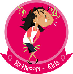 sign for preschool - Illustrated girls' bathroom sign