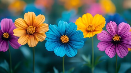 Vibrant Cosmos Blooms in Garden