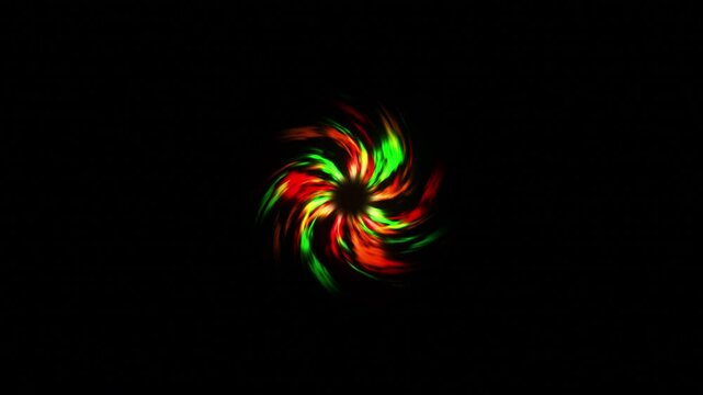 The green, red and yellow background rotates like a bamboo propeller counterclockwise. 3d animation