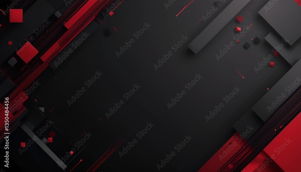 Fototapete abstract background with red accents and dark shapes creating a modern geometric design style