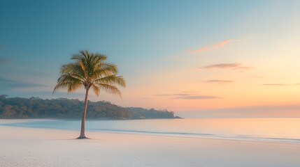 Fototapeta premium Sunrise Palm Tree Tropical Beach.
