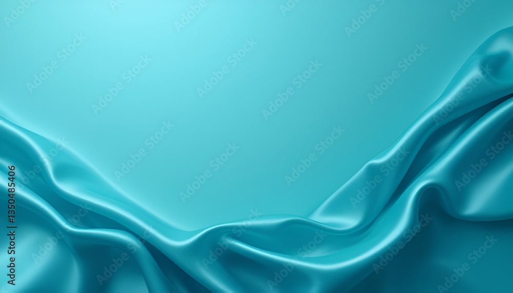 Poster a smooth turquoise fabric draped with soft folds creating a serene and elegant backdrop texture