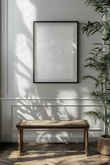 Artistic gallery wall mockup showcasing a monochrome frame with intricate patterns