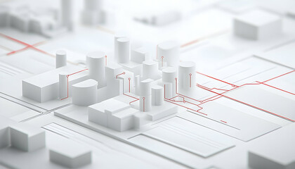 Abstract Industrial Cityscape on Circuit Board