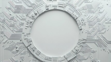 Obraz premium Abstract circuit board circle frame, futuristic technology background