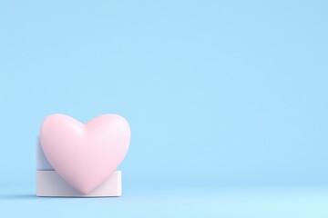 Pastel heart on light blue background