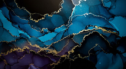 Obraz premium abstract dark and blue alcohol ink background