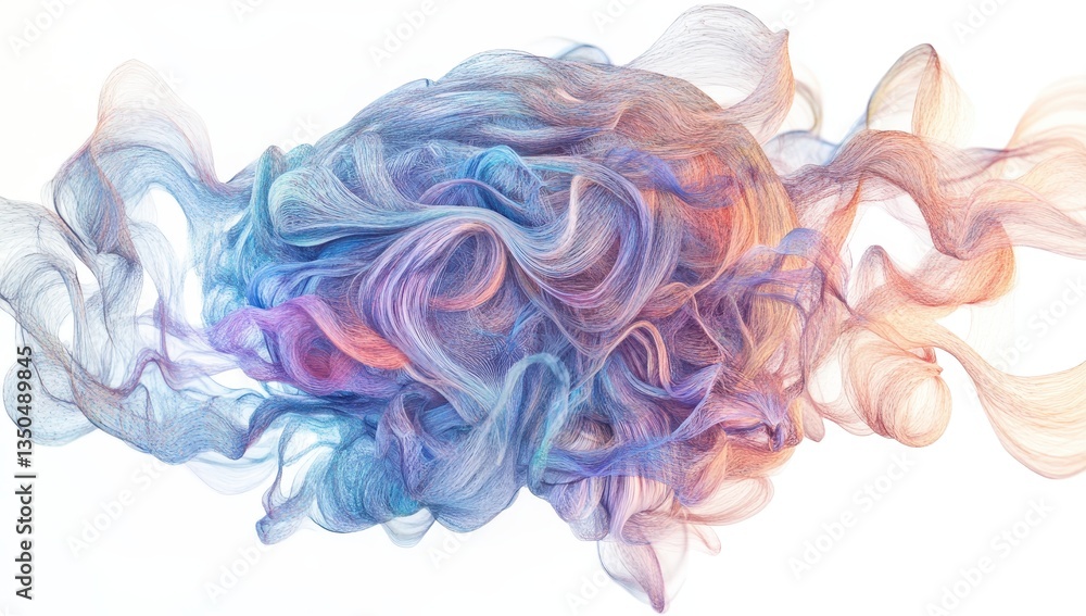 Poster abstract flowing waves of colorful light translucent swirls with soft hues for creative background d