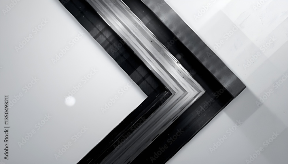 Poster Abstract black and white angled frame with multiple layers creating a geometric design look