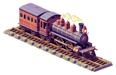 Obraz premium PNG Simple steam locomotive isolated vehicle railway train.