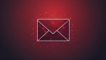 Email envelope icon with red connected dots on a dark red gradient background in the center view
