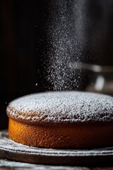 A sprinkle of icing sugar on a warm, just-out-of-the-oven cake.