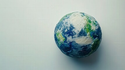 Fototapeta premium Pastel Globe with Green and Blue Tones on White Background