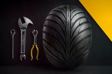 Tire Repair Tools for Dark Background.