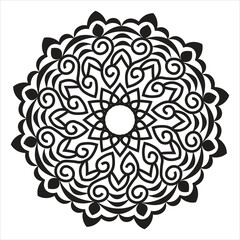 Round vector Islamic art line mandala.