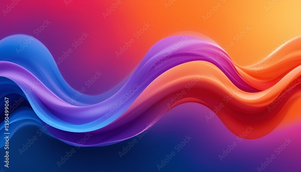 Poster abstract multicolored waves flowing across a gradient background with smooth transitions