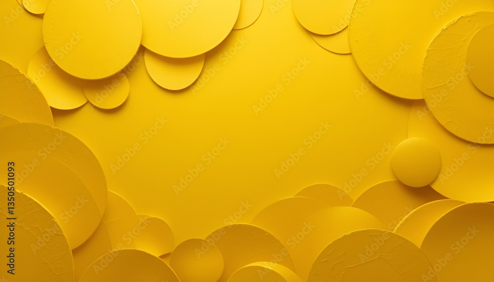 Poster a vibrant yellow background featuring overlapping circles creating a textured and layered design