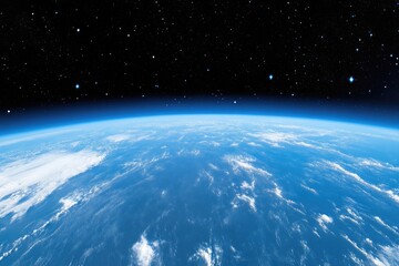 Fototapeta premium Earth from space, vast expanse of atmosphere, oceans, and clouds. Vast view of planet from orbit