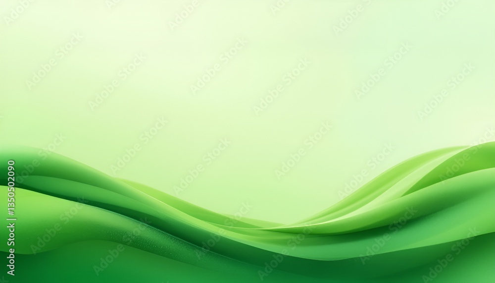 Aufkleber abstract green waves flowing smoothly against a soft light green gradient background image art desig