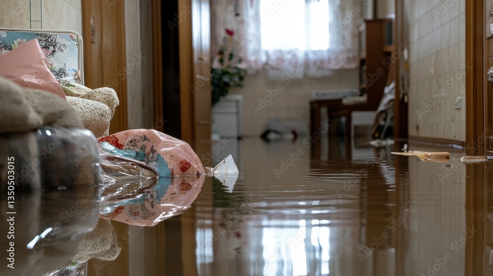Poster peaceful reflection a cozy and tranquil living room with a window that reflects the elegant interior