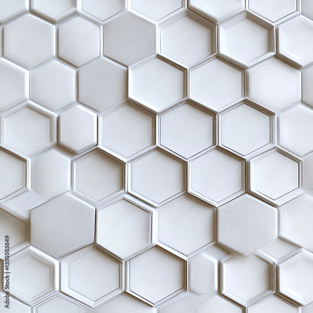 Poster white hexagonal texture, 3d pattern, geometric background, design element