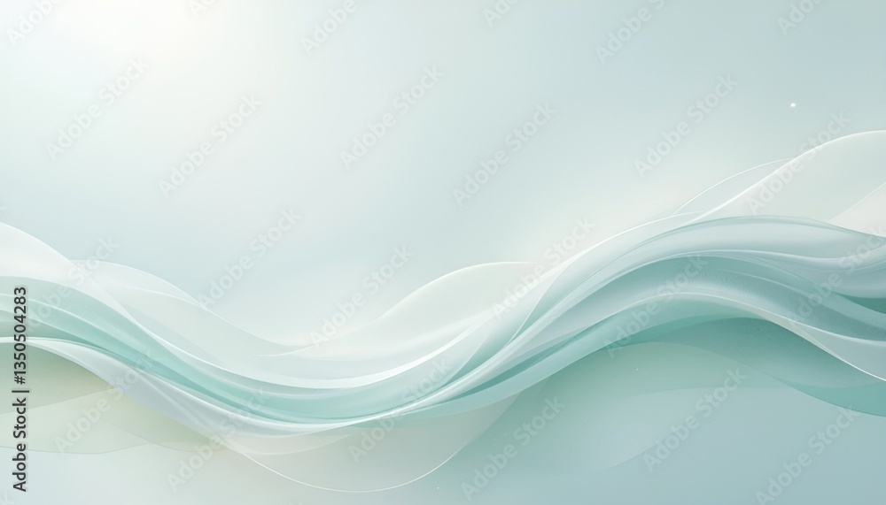 Poster Abstract background with flowing teal and white lines creating a wave like pattern design