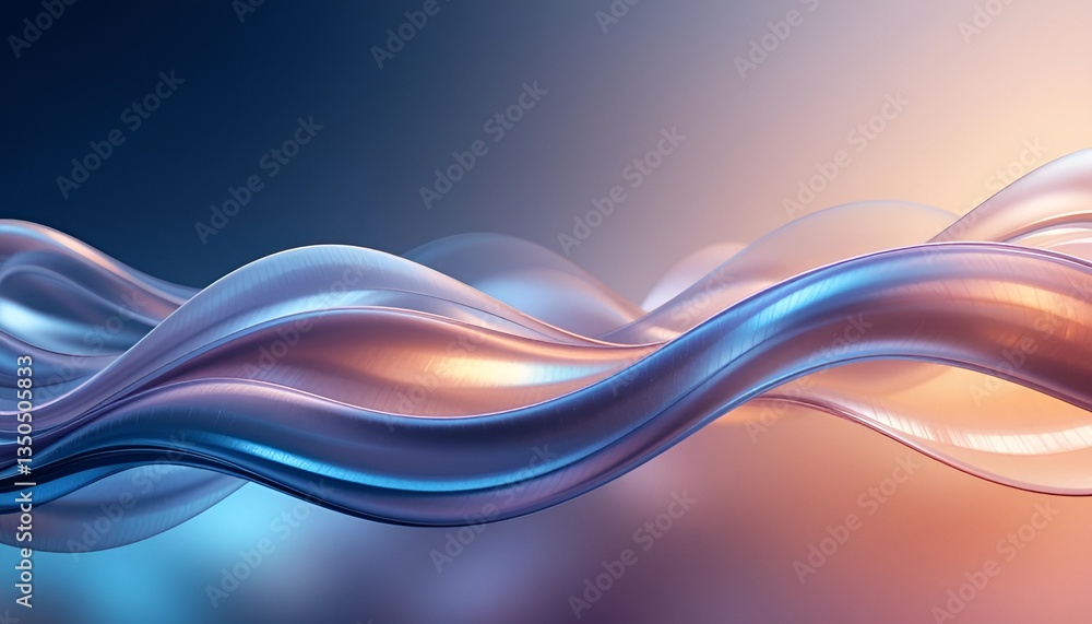 Poster abstract flowing forms with blue and peach hues creating a dynamic and fluid composition effect