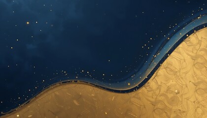 Fototapeta premium Abstract Wavy Design with Dark Blue and Gold Color Scheme