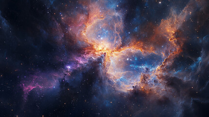Fototapeta premium Abstract of dreamy cosmic scene with swirling nebulae and stars