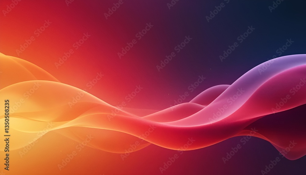 Poster abstract flowing wave design with vibrant gradient from orange to pink and dark background