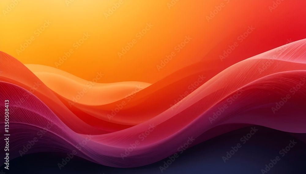 Poster abstract waves in shades of orange red and purple creating a dynamic and flowing composition art