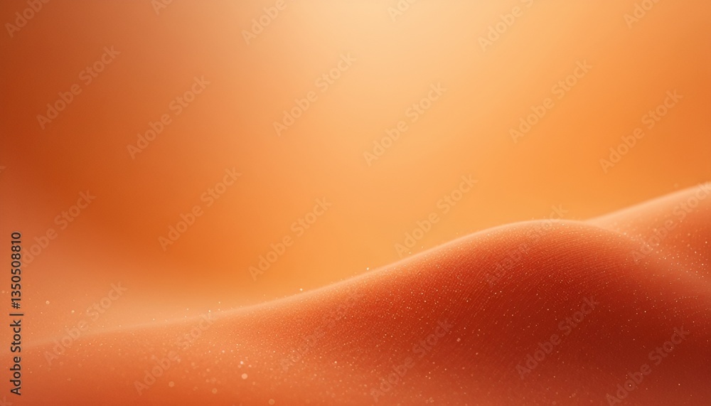 Poster abstract orange gradient background with a soft curved surface and scattered white specks of light