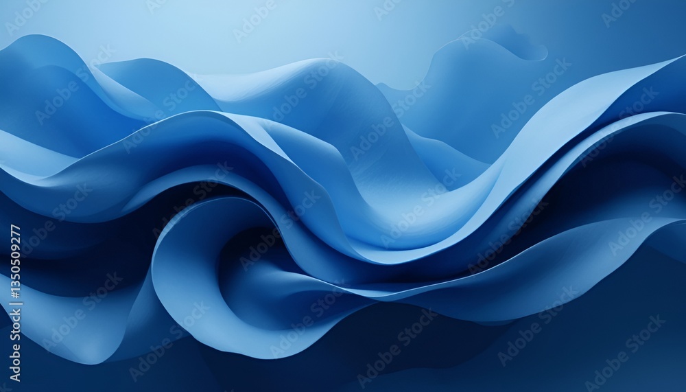 Poster abstract blue waves flowing smoothly creating a serene and calming visual experience in light and da