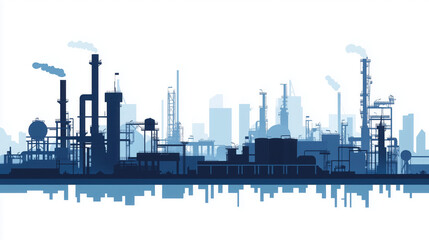 Flat Vector Illustration of an Oil Production Silhouette on a White Background, Simple and Clean Design