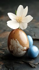 Spring Bloom: Easter Eggs on Dark Stone.
