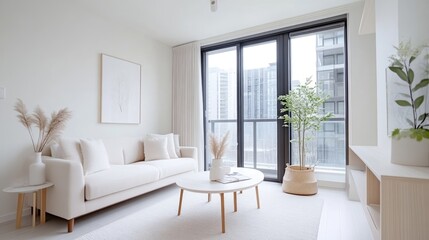 Modern minimalist living room with balcony (1)