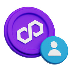 polygon crypto token 3d icon isolated on the transparent background