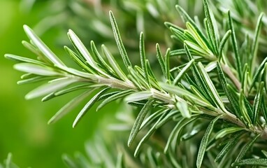 Fresh Rosemary Sprigs Close Up Green Herb Aromatic Plant