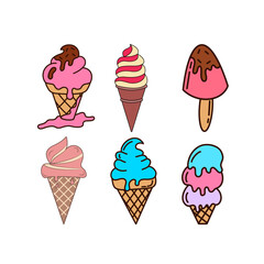 Delicious cartoon ice cream cone icon