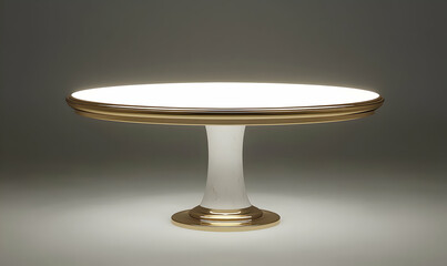 Illuminated oval table, pedestal base, studio