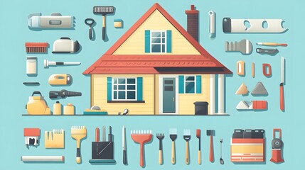 Comprehensive Set of Vector Icons for Modern Flat Design Home Repair Projects