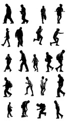 Naklejka premium Dynamic Vector Silhouettes of People Engaged in Various Activities Representing Everyday Movements and Interactions