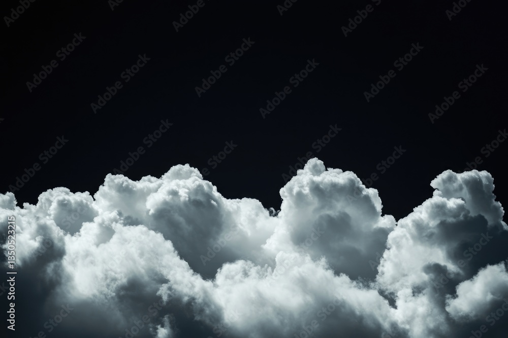 Poster isolated white clouds set against a deep black background create a striking contrast.