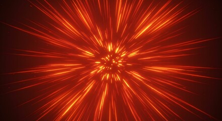 A powerful explosion of radiant orange and red light beams, bursting outward from a central point