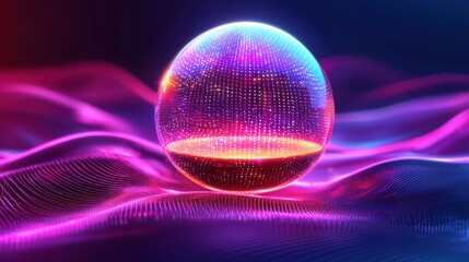 Luminous Sphere on a Vibrant, Abstract Surface