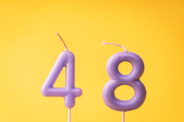 Number 48 Candle - Birthday with yellow