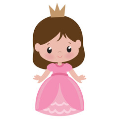 Cute little princess girl  vector cartoon  illustration